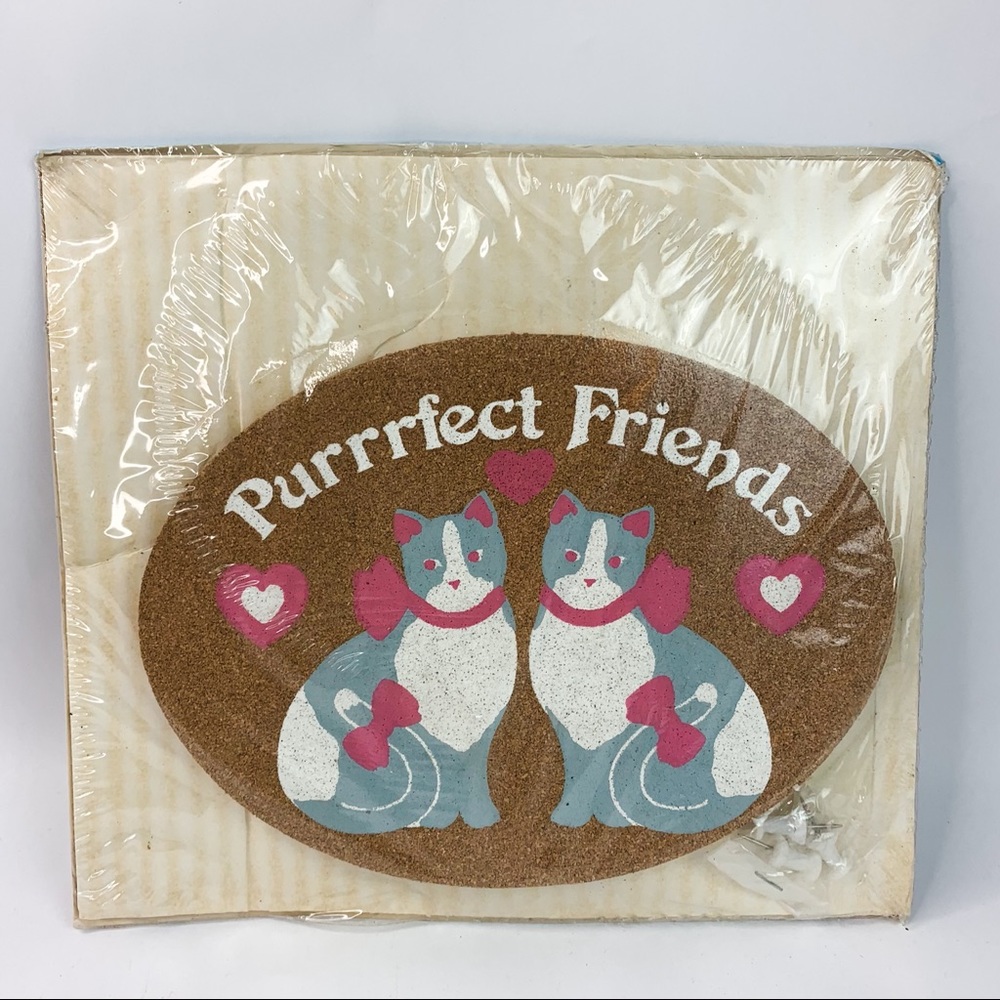 Vintage Happy Corkers Purrrfect Friends Corkboard